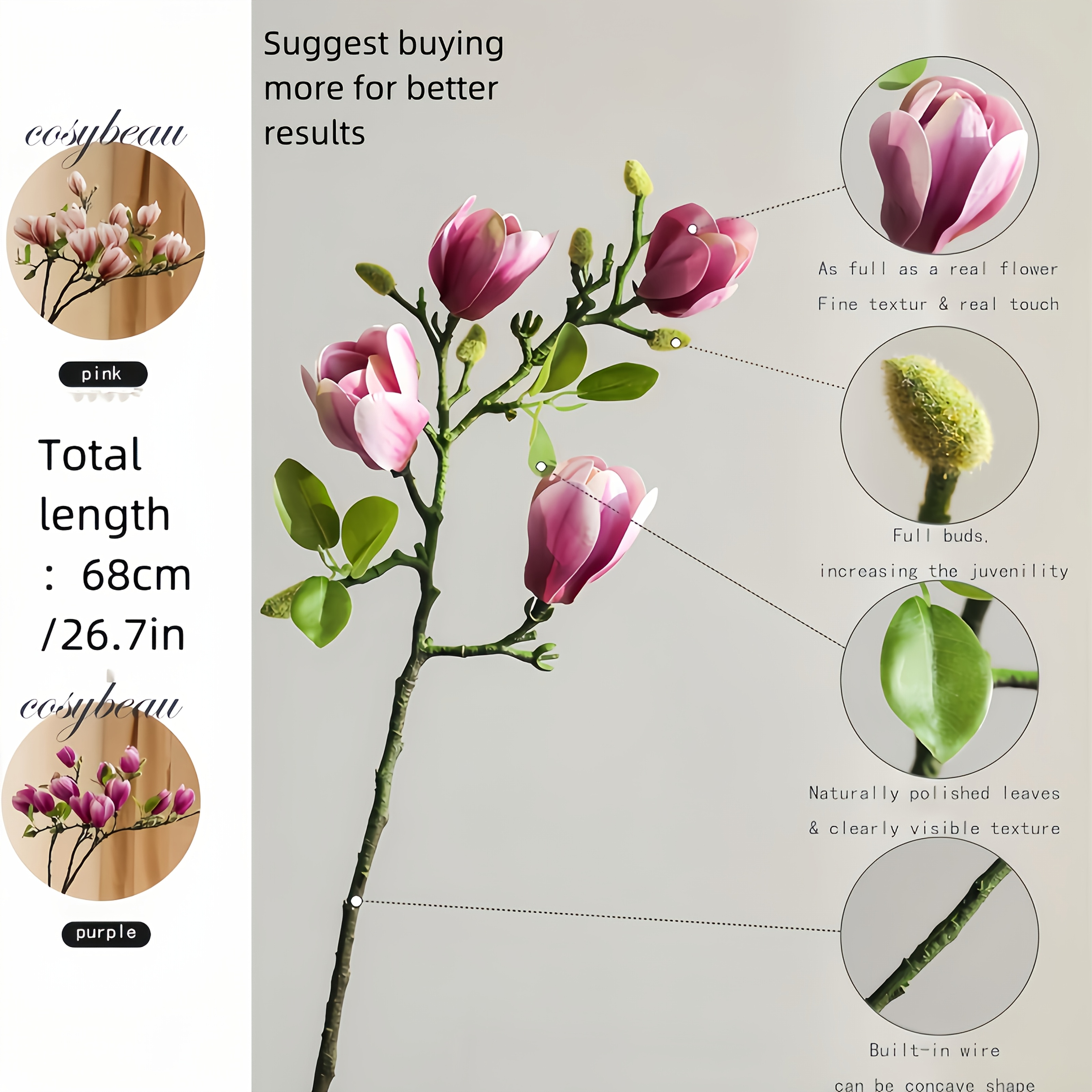 4pcs Luxurious Simulated Magnolia Flowers - , High-end Wedding, Home And Holiday Artificial Flower Decorations - Elegant Table Centerpiece