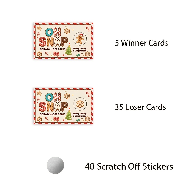 TEMU 40pcs Pack 40pcs Fun Christmas Scratch Off Game Cards Suitable For Holiday Parties, Birthday & Graduation Party Supplies With Scratch-off Reveal