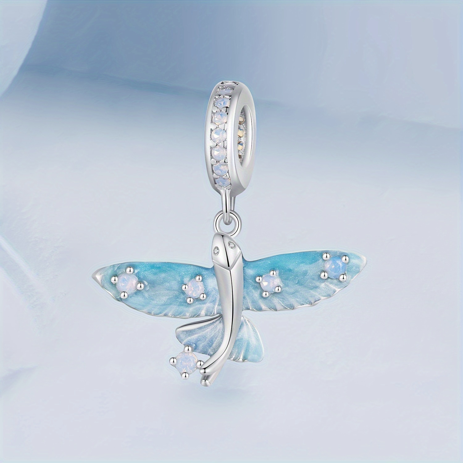 Rhinestone Decor Blue Scale Fish Alloy Pendant For Diy - Temu Canada