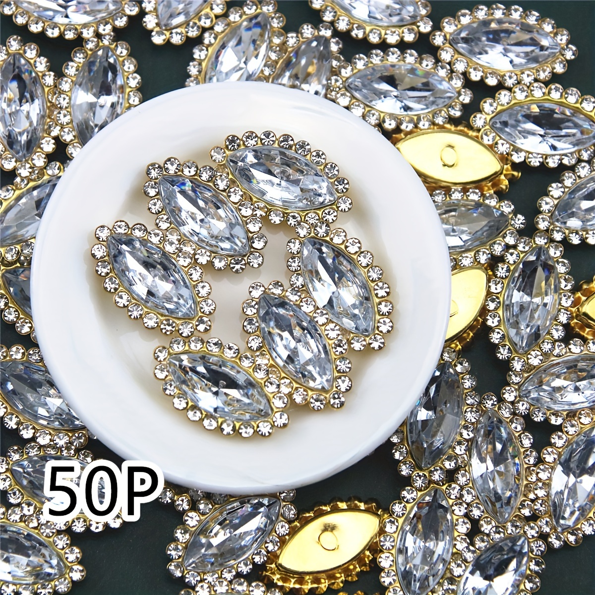 Image of 50pcs Ring Drill Decoration Hand Sewing Drill Clothing Hat Shoes Decoration Accessories
