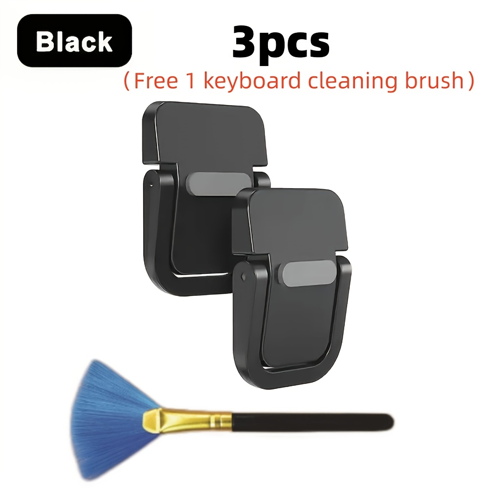 TEMU 3pcs Portable Laptop Stand And Keyboard Cleaning Brush Set | Invisible Foldable Ergonomic Desktop Support, Suitable For 10-18 Inch Laptops,