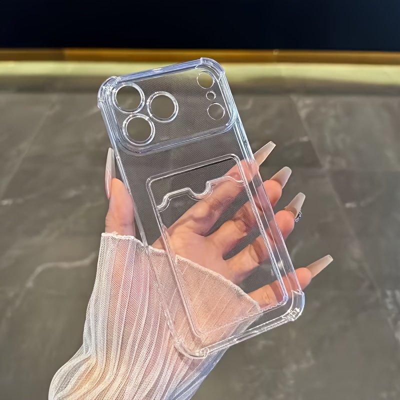 TEMU Coque de téléphone - Coque de protection transparente et durable avec fente pour carte pour iPhone 18/17/16 15/14/13/12/11 - Couverture arrière