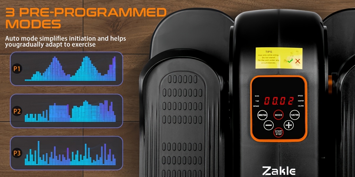 Zakle Under Desk Elliptical Machine, Elliptical Leg Exerciser W/Remote Control & 12 Adjustable Speeds, No-Installation Electric Seated Pedal Exerciser, Elliptical Training Machine 02, Without Battery