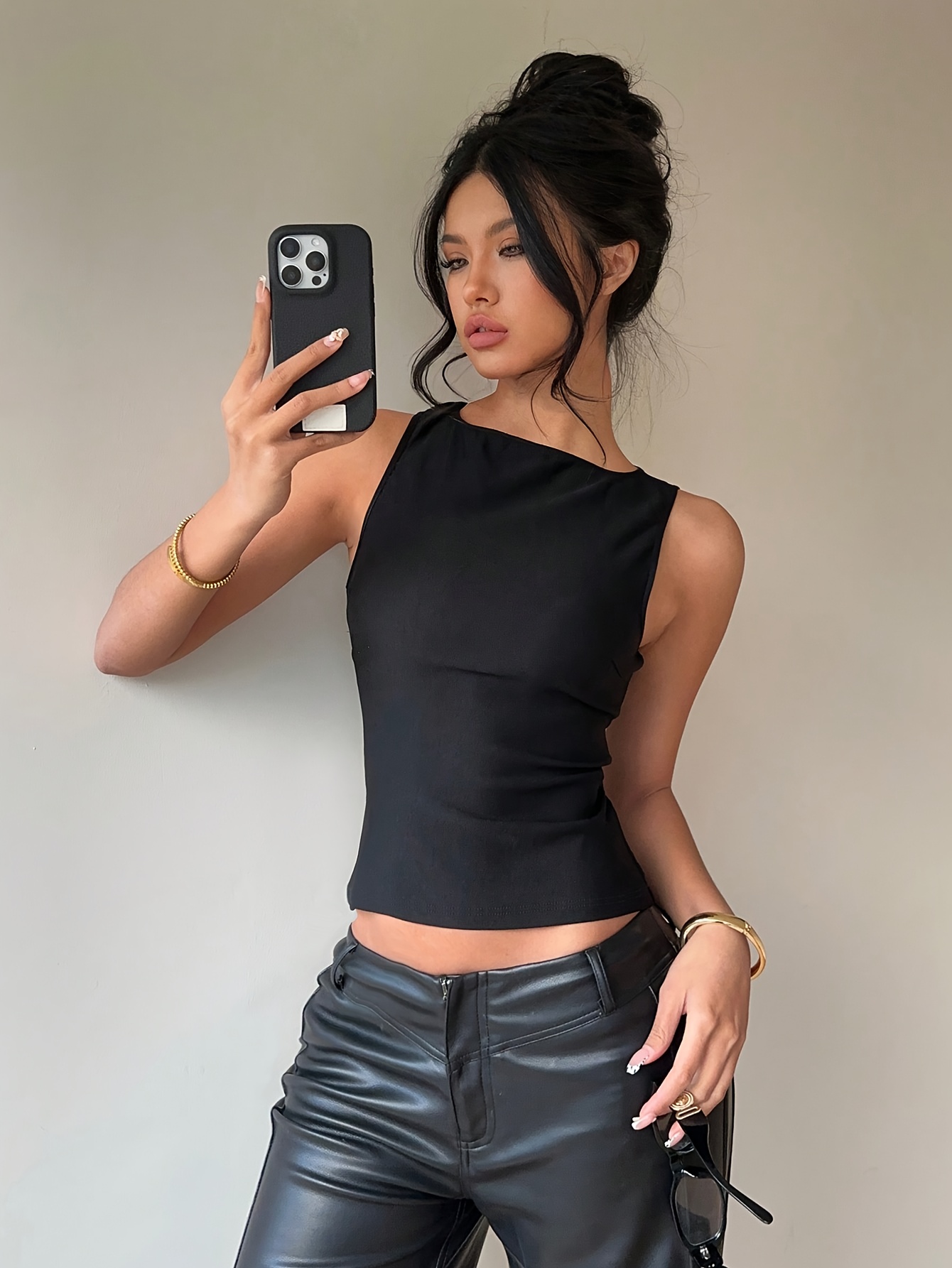 Stylish Summer Fashion Hollow Back Strapless Solid Color Sexy Women's Tank Top