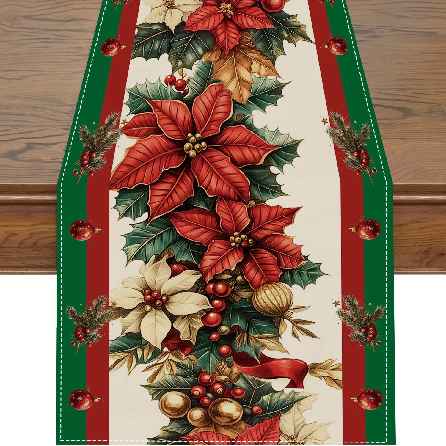 TEMU Christmas Table Runner - With , , For Dining & Home Decor, Christmas Decor