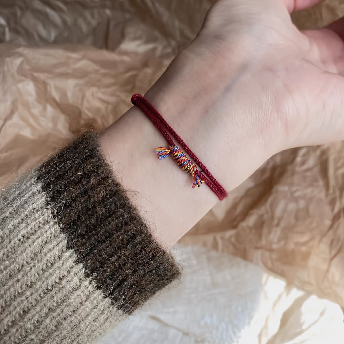 Retro Versatile Red Rope Bracelet, Handcrafted Gift