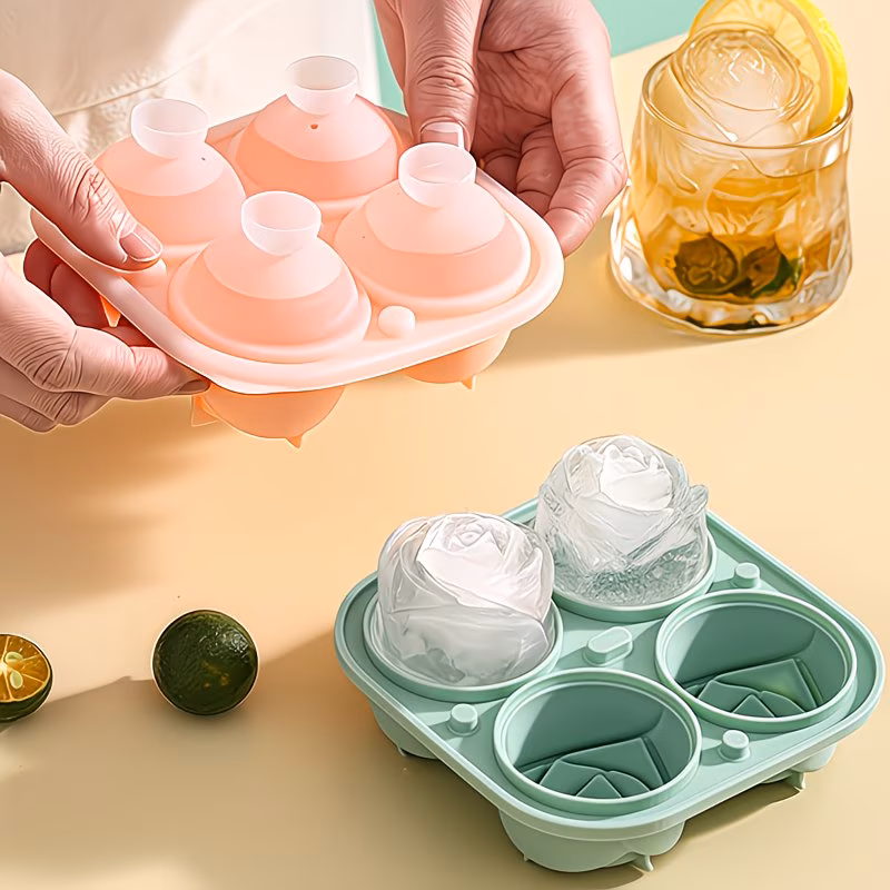 food grade rose shaped large mold whiskey ice making tool household silicone freezing ice tray spherical s home kitchen refrigerator accessory Product details 2