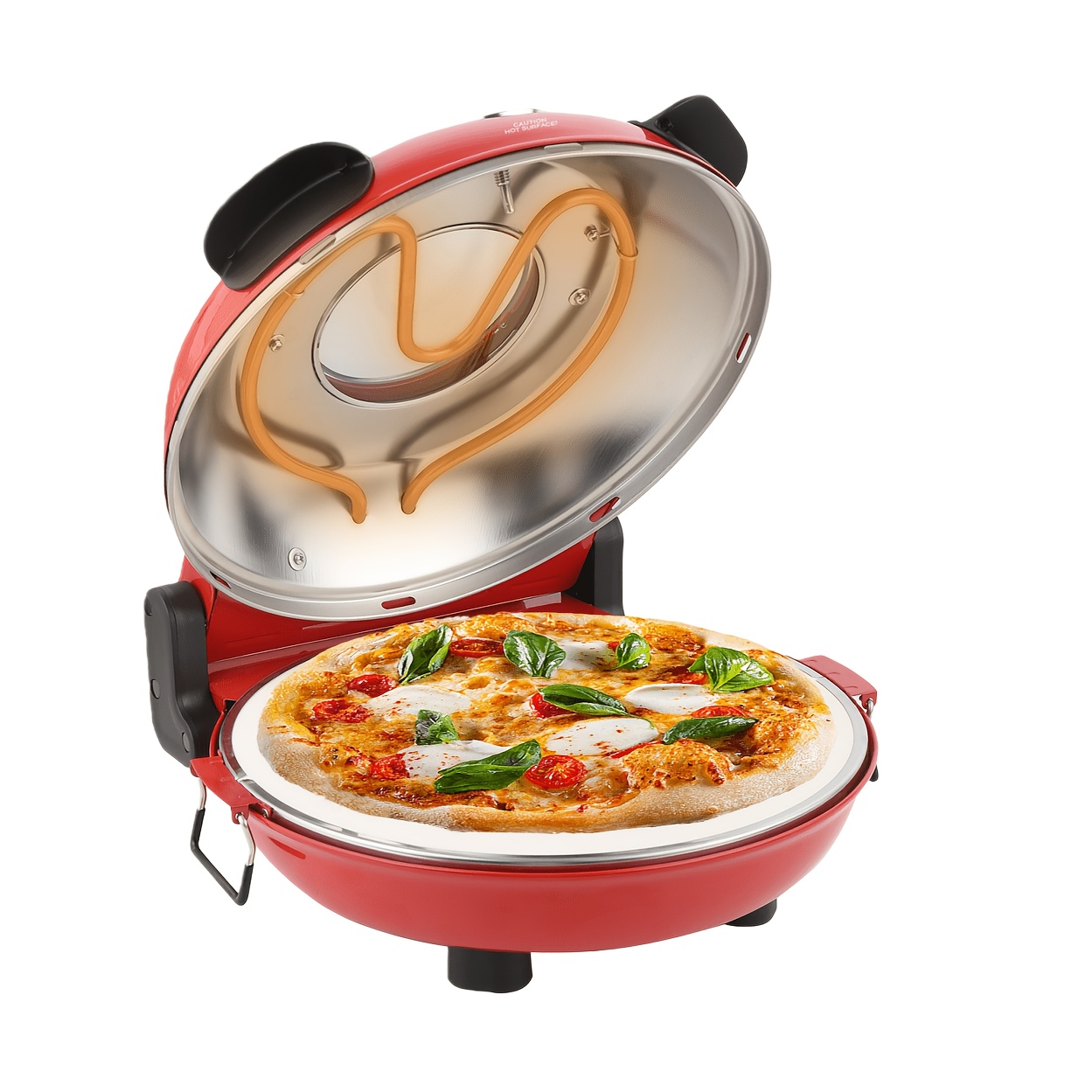 Image of Klaif Electric Pizza Oven, Lm-separately Adjustable Top And Bottom Heat, 31cm Ceramic Pizza Stone, Compact Pizza Oven For Home, 1200 W, 420 °c