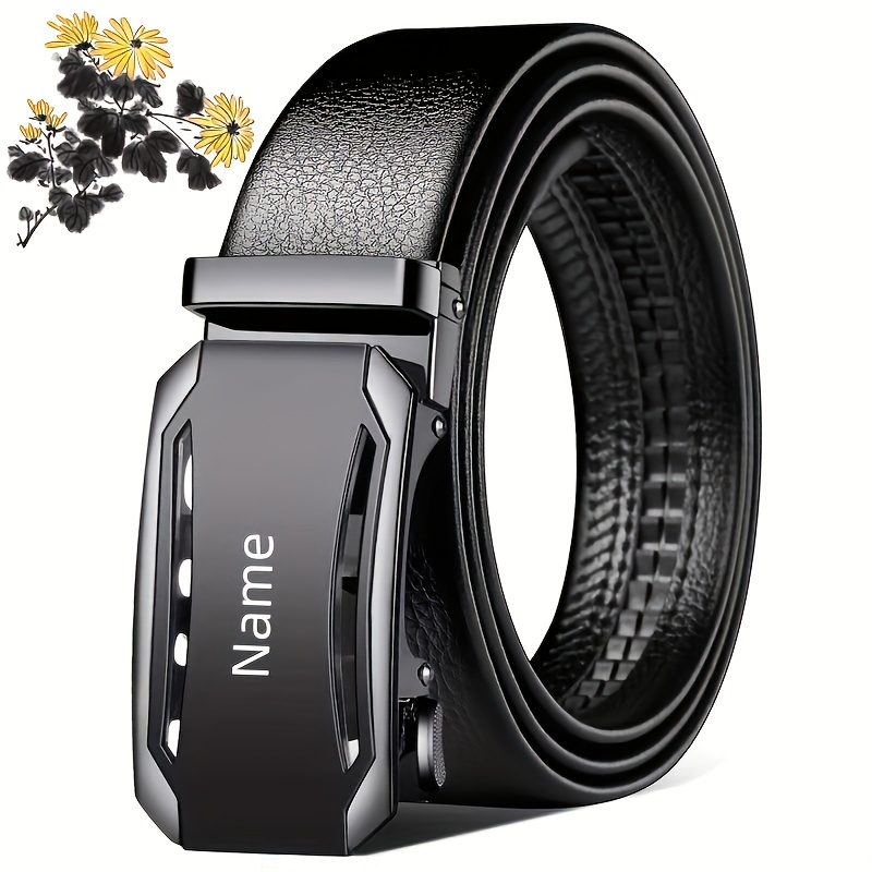 TEMU Custom Engraved Men's Business Belt â Durable Pu Leather With Alloy Automatic : Gift For Dad, Husband, Or Boyfriend