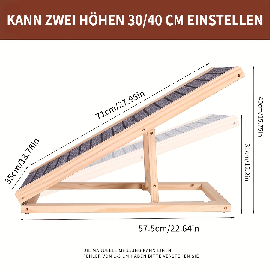 Image of Foldable Portable Pet Ramp Lift, Dog Ramps Climbing Frame, With Carpet Non-slip Stairs, Load 3 0kg, Suitable For Car, Van, Sofa, Bed, Height Adjustable, For Small And Medium-sized Dogs