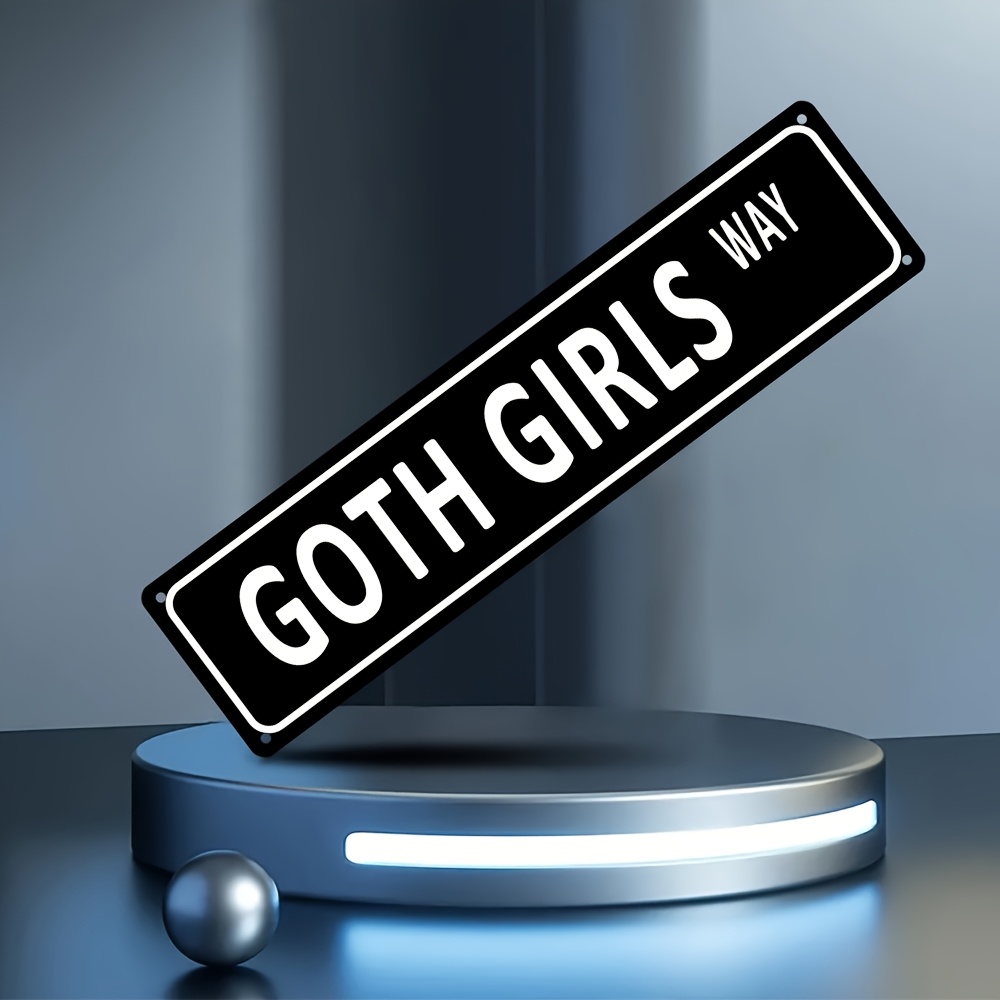 TEMU 16x4 "goth Girls Way" Vintage Metal Wall Sign - Uv Printed Aluminum Gothic Lettering, Indoor/outdoor Durable Retro Decor Suitable For Home, Bar,