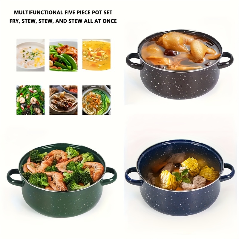 3pcs enamel home kitchen soup pot stew pot 16 18 20 sets pot refrigerator storage pot details 1