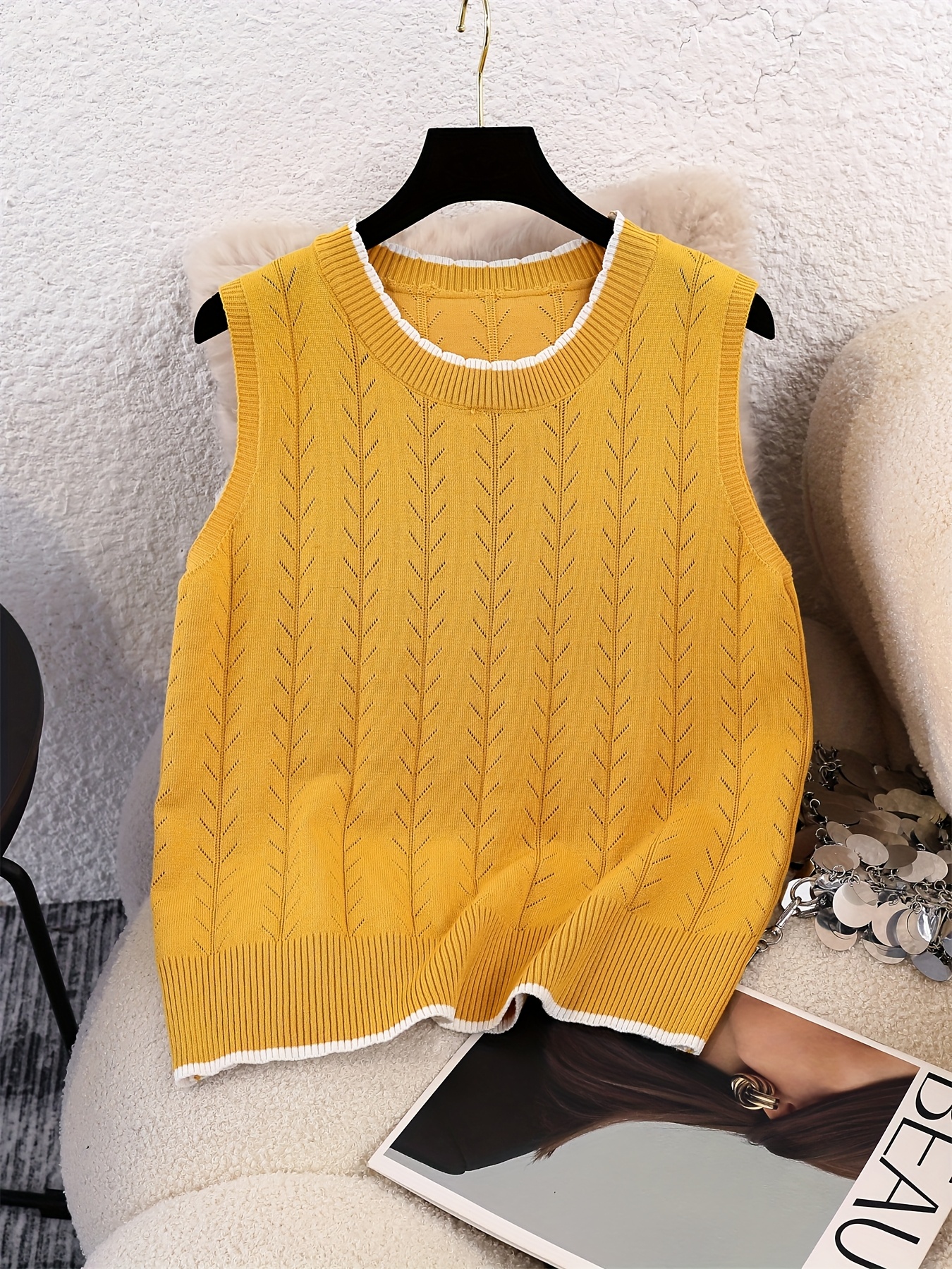 Vest Top Mustard Yellow Womens Vest Women's Casual Color Block