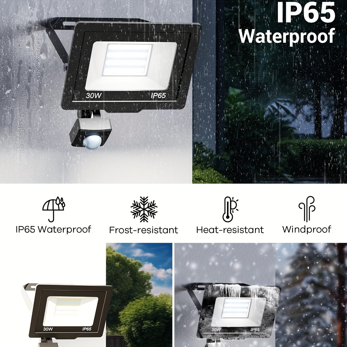 

Led Spotlight 2 Pieces, [30w 3000lm]led , Spotlight 6500k 100cm Long Cable For Courtyards