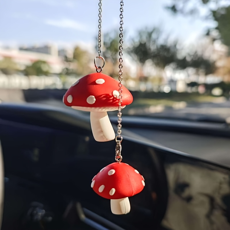 

2pcs Mushroom Car Pendants, Universal Fit Interior Ornaments, Non-textile Weaving, Ideal For Drivers & Holiday Gifts