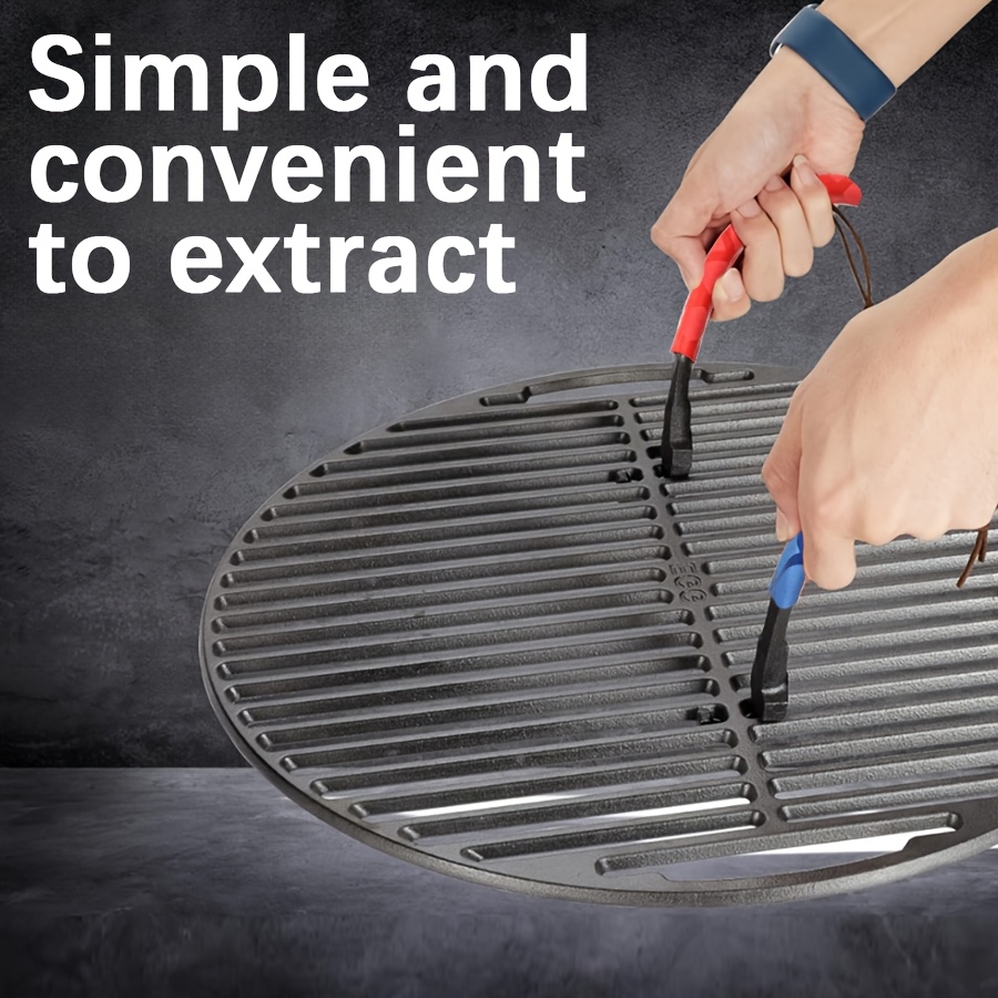 TEMU Universal Grill Grate Lifter Anti-slip Handle, Suitable For Most Heavy-duty Grills, Cooking Grid Lifter For Charcoal Barbecue Smokers, Red Cast Iron Material