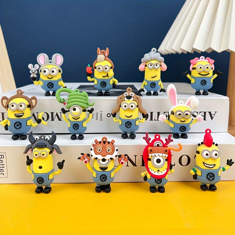 

12 Pieces Of Cute Minions Figurines - Christmas, , Thanksgiving, Or Any Occasion - Car Dashboard And Home Decor Accessories - Non-washable, Pvc Material, Position Print, Minions Brand