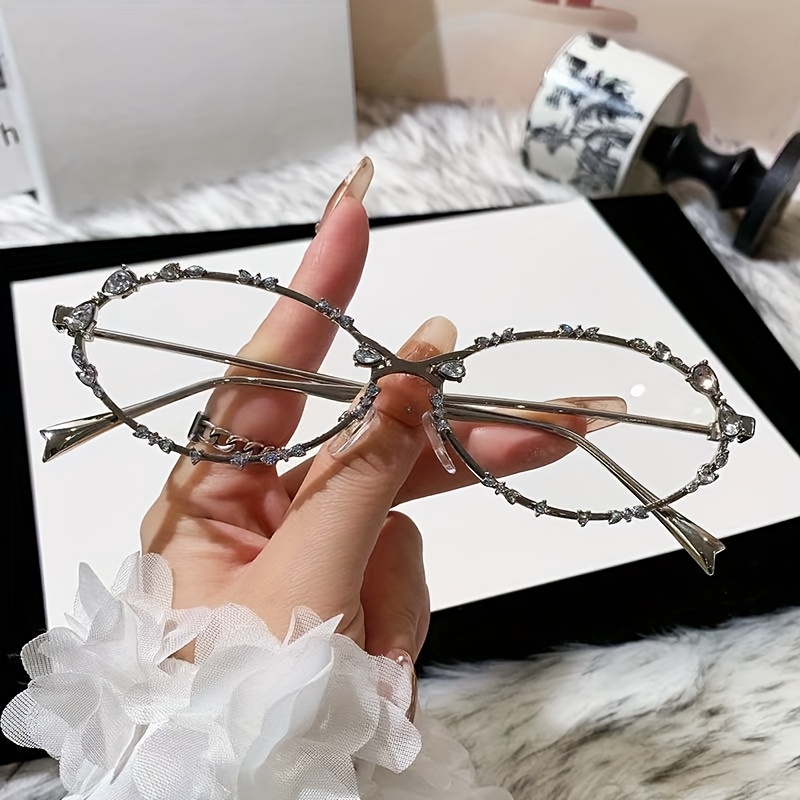 1 Pair Of Women's Decorative Glasses Y2k Fashion Trend Transparent Lens Glasses, Setting, Suitable For Daily Leisure, Taking Pictures, Wearing And Decorating, Gift For Female