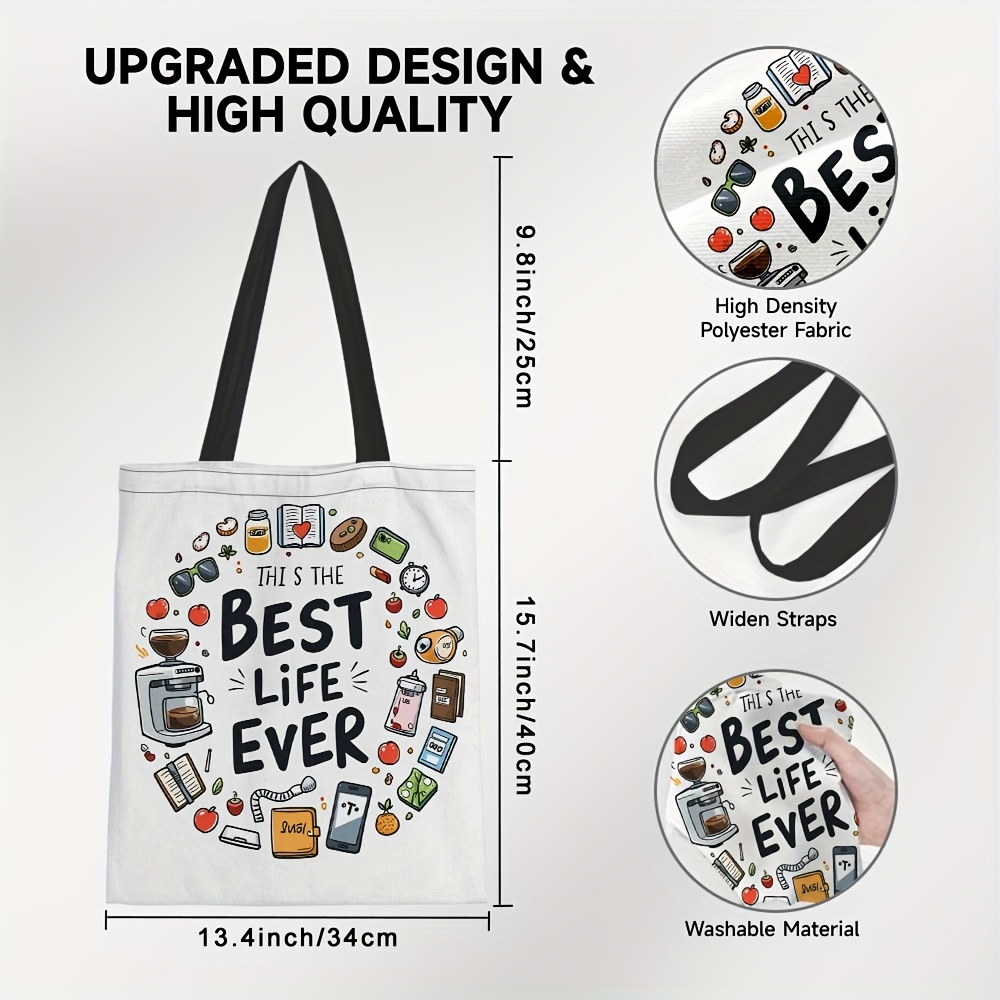 TEMU 1pc, Chic Ever Shopping Pouch (13.4x15.7 Inches) - Double-sided Durable Shopping Bag & Storage Bag, Gift Bag, Perfect Birthdays And Holidays,