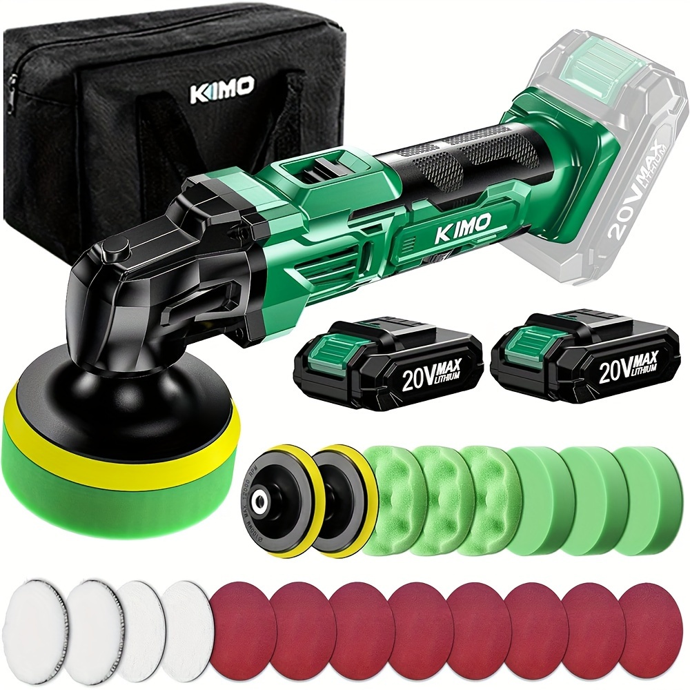 

Kimo 20v Polisher Kit, 24 Accessories, 2 X 2000mah Batteries, Car Polisher W/ 6 To 3634rpm, Polisher For Car / Waxing/ Polishing/ Removing