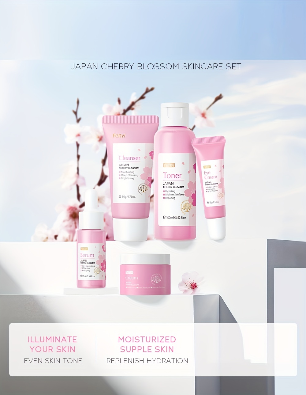 Sakura Skin Care Set 5 Pieces Face Care Set Box, Moisturizing And  Nourishing Facial Skin Care Combo Set