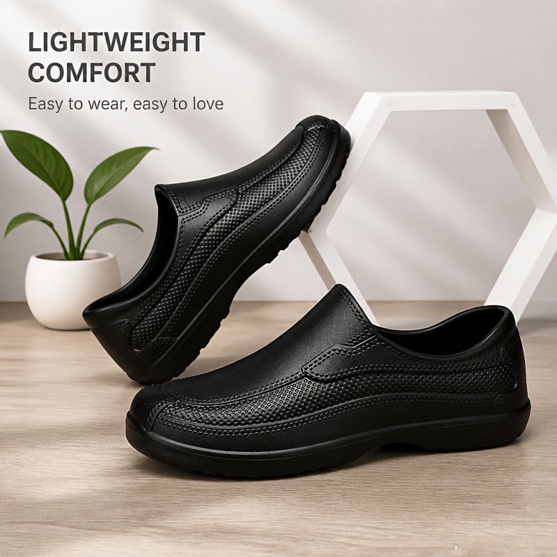 TEMU Lightweight Eva Material Shoes Nurse Shoes Shoes Low-top Sanitary Boots And Lightweight Black And White Slip-on Wear-resistant Rain Shoes