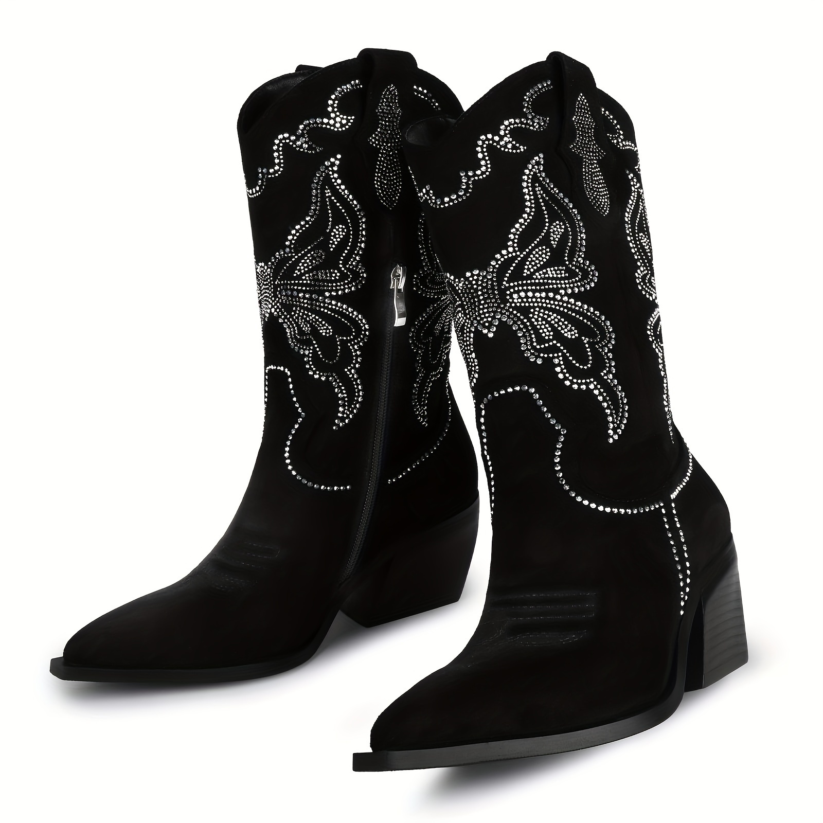 

Cowboyl Boots Cowgirl Boots For Women, Pointed Toe Chunky Heel Western Boots