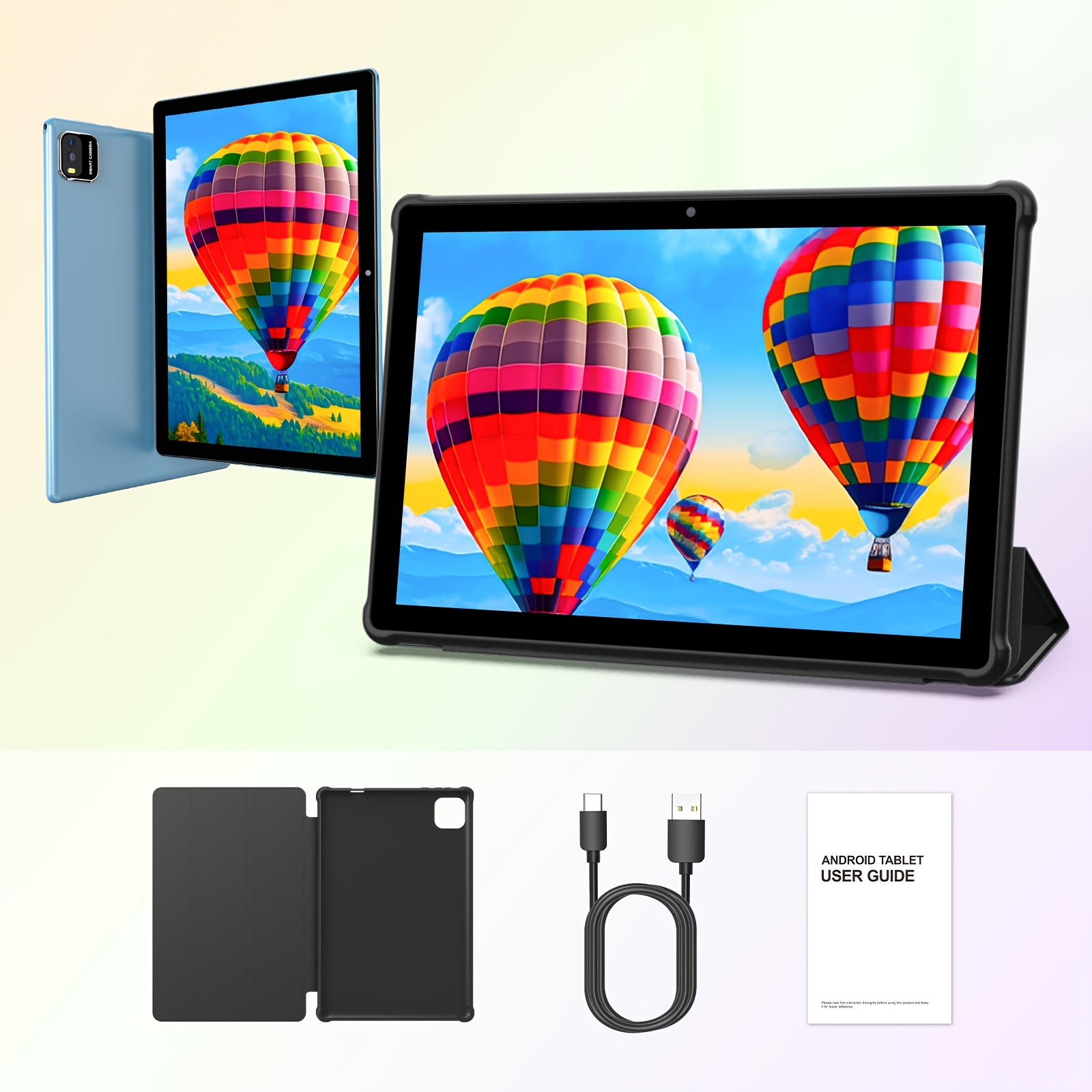 TEMU Tablette Android 15 10 pouces, 12(3+9) Go de RAM, 64 Go de ROM, extension jusqu'à 1 To, double caméra 2,0 MP + 8,0 MP, écran IPS 1280*800,