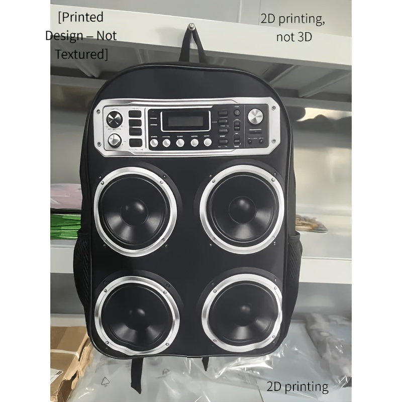TEMU Printed Design Not Textured Fashionable Retro Portable Speaker Backpack With Print| Large-capacity Backpack With 2d Flat Print, 2d Flat