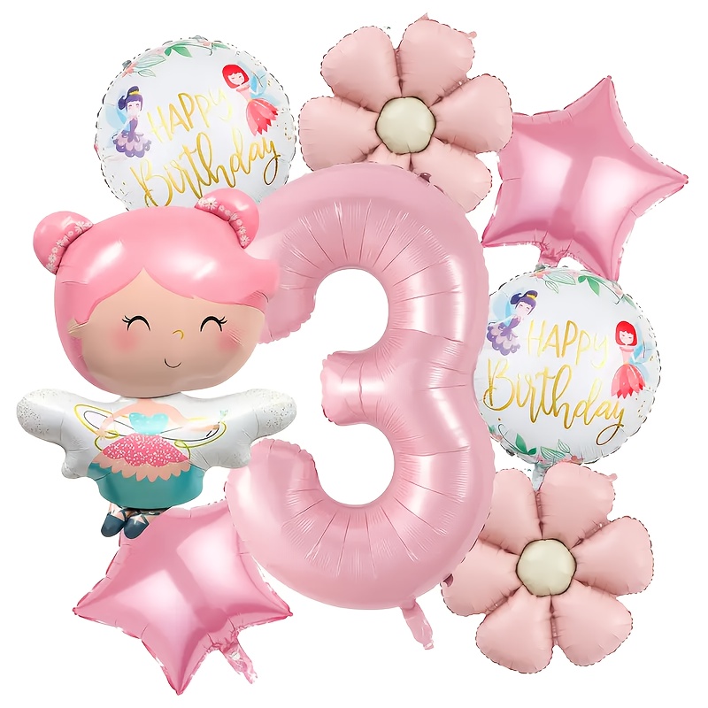 8pcs new 1 6 pink number aluminum film balloons