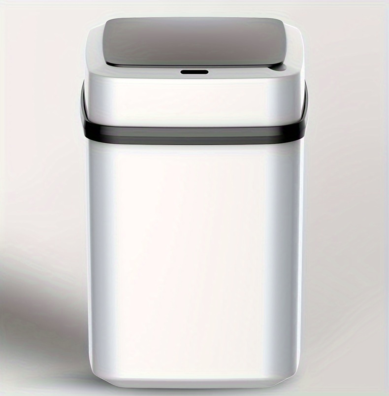 1pc smart automatic sensor trash can with lid plastic garbage bin container silent operation for home kitchen living room bathroom adaptive delay closing technology details 2
