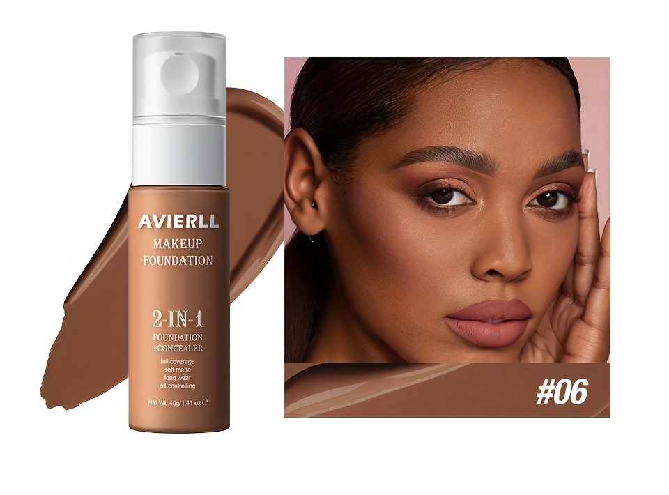 Moisturizing Foundation and Concealer | Waterproof, Suitable for Women'S Makeup, Valentine'S Day Gift, AVIERLL, 40g/1.41 oz, Medium Coverage, Fair to Light Tone
