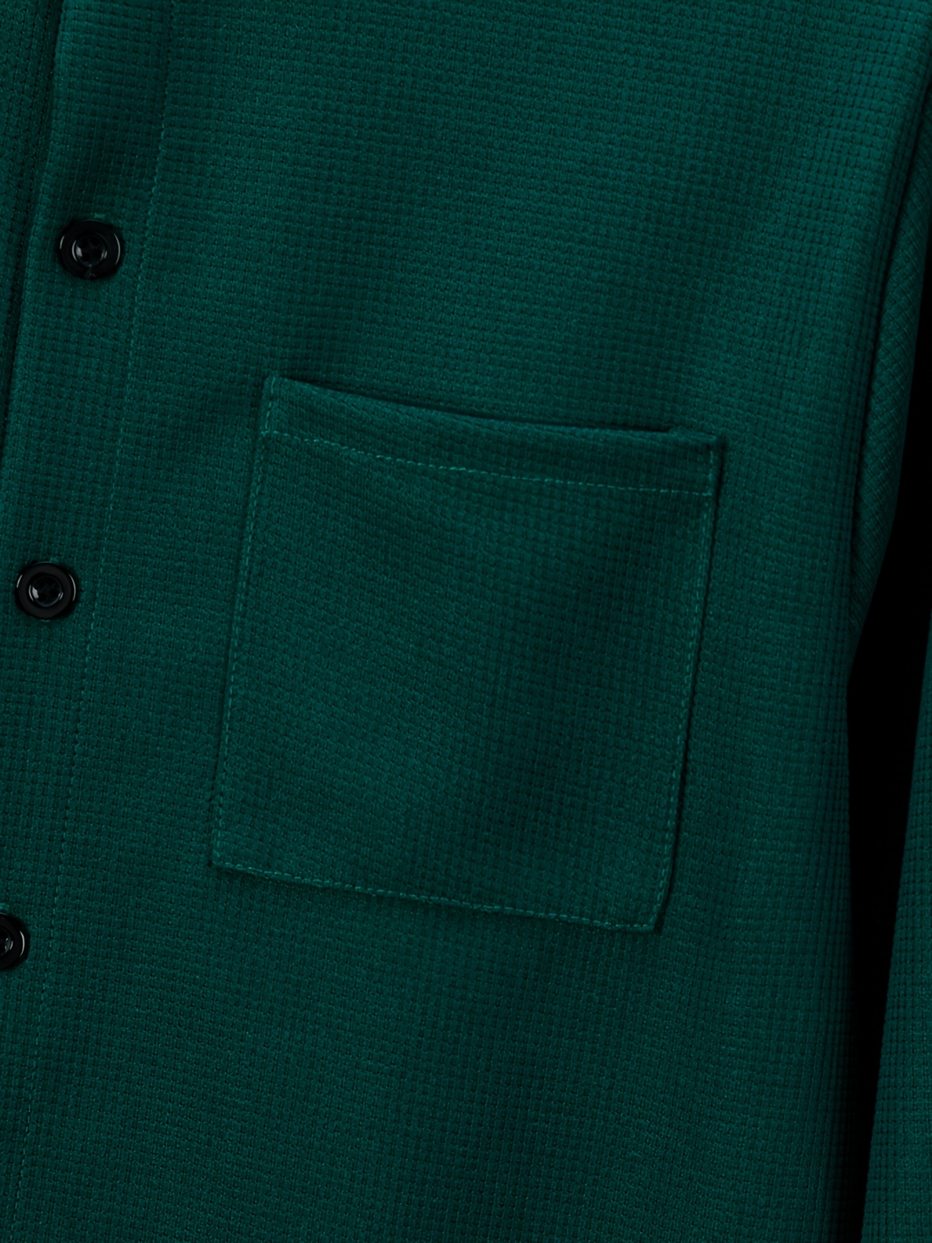 قميص رجالي عملي بتصميم وافل وياقة مستقيمة للعمل