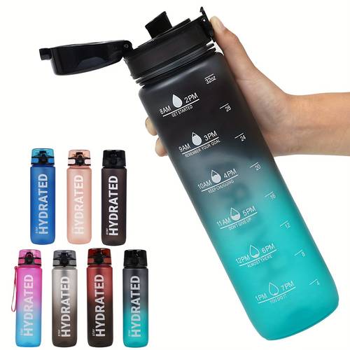 a 32oz 1000ml or 28oz 800ml motivational sports water bottle with made of copolyester wide mouth leak proof design suitable for and outdoor activities