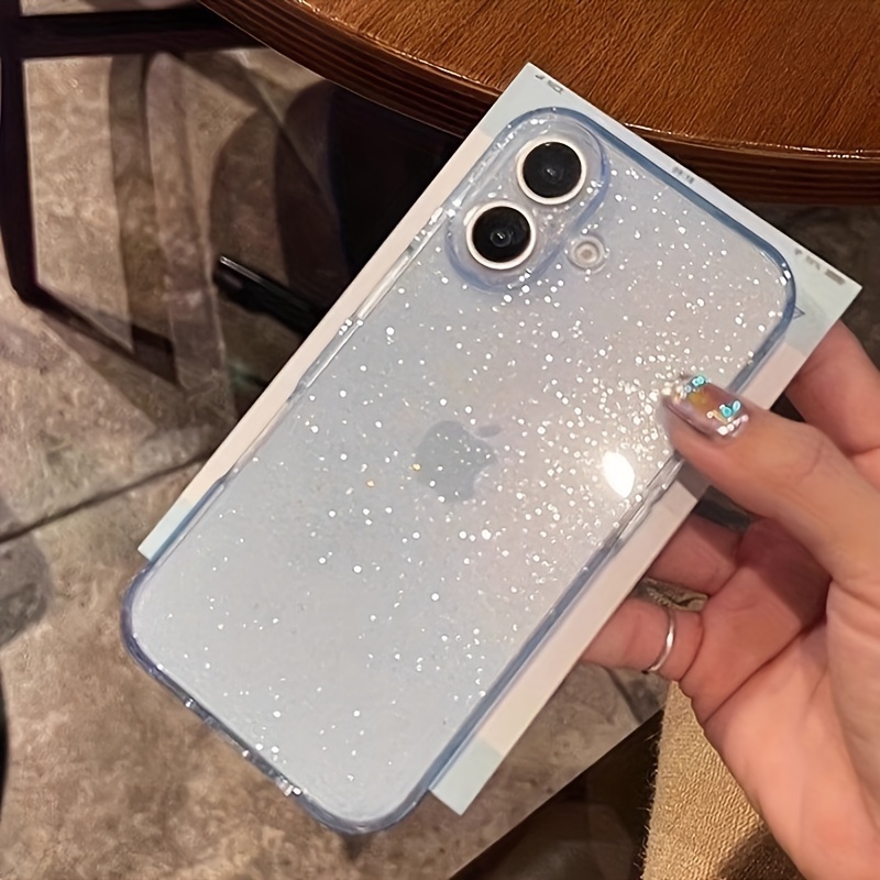 

High-end Glitter 16 Mobile Phone Case Iphone15promax Women's Model 14 Simple Transparent Book Same Style 12 Silicone Soft Case 16plus Anti-fall Protective Case