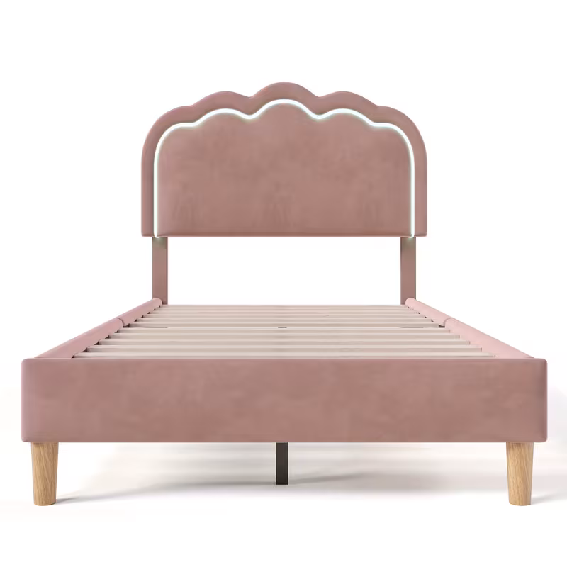 upholstered bed single bed 90 x 200cm bedstead with flat noodles frame and adjustable headboard pink upholstered bed bedroom bedstead youth bed room velvet 0