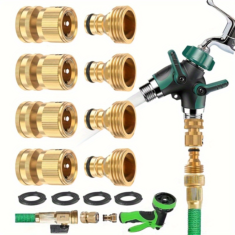 

(8pcs/4sets+1pc) Hose +y Divider, Brass 3/4 Fittings Free Hose, Watering Fixtures, Hose Fittings, Spraying Sprinkler For Watering