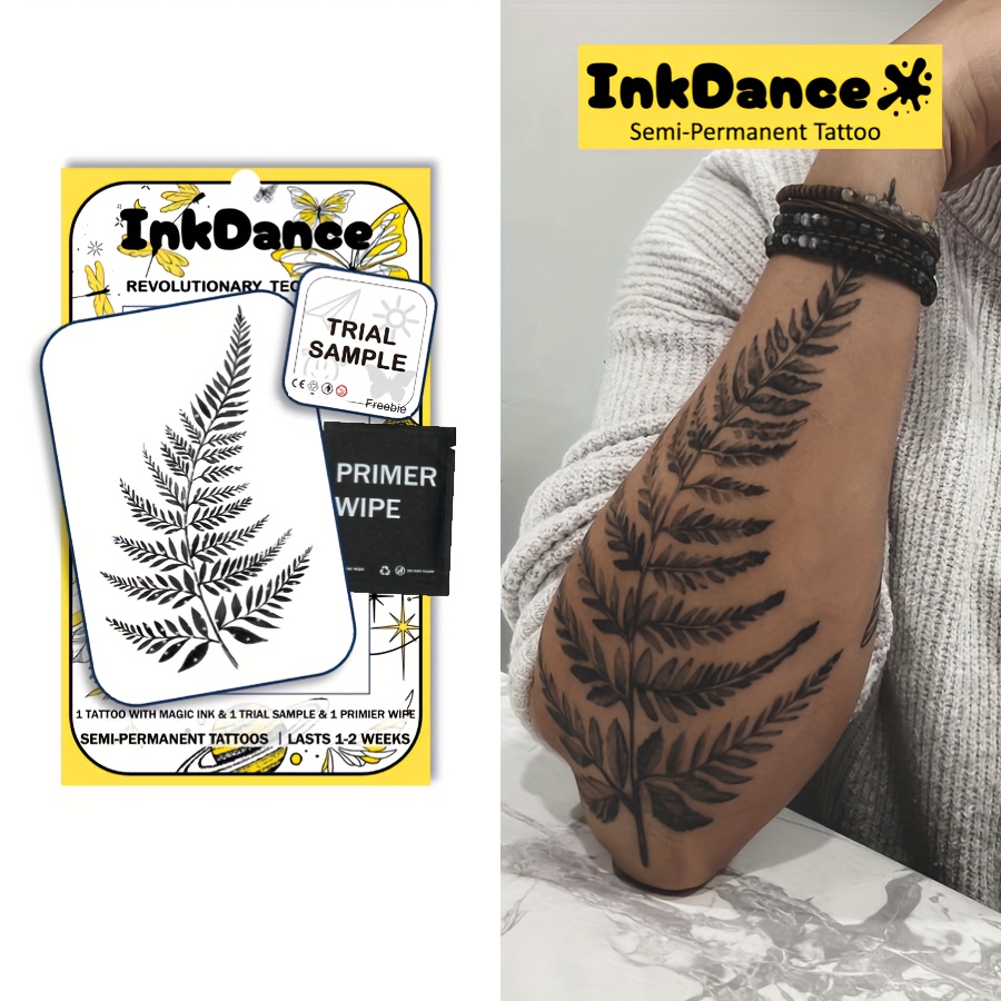 Image of "leaf" Tattoo Sticker, Cute, Semi-permanent, Temporary Tattoo, Women's Body Art, Fake Tattoo, Waterproof & Long-lastingrealistic Design, Plant-based Formula, Gift D044