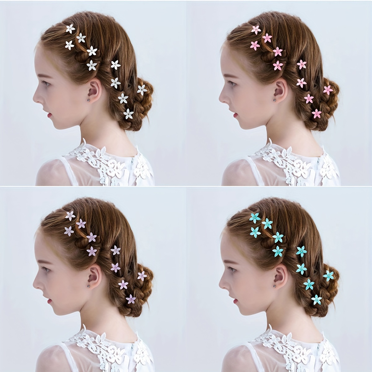 

10pcs Girls Mini Braided Hair Clips With Rhinestone Flowers Small Flower Hair Rings Suitable For , Vacation, Banquet And Other Braided Hair