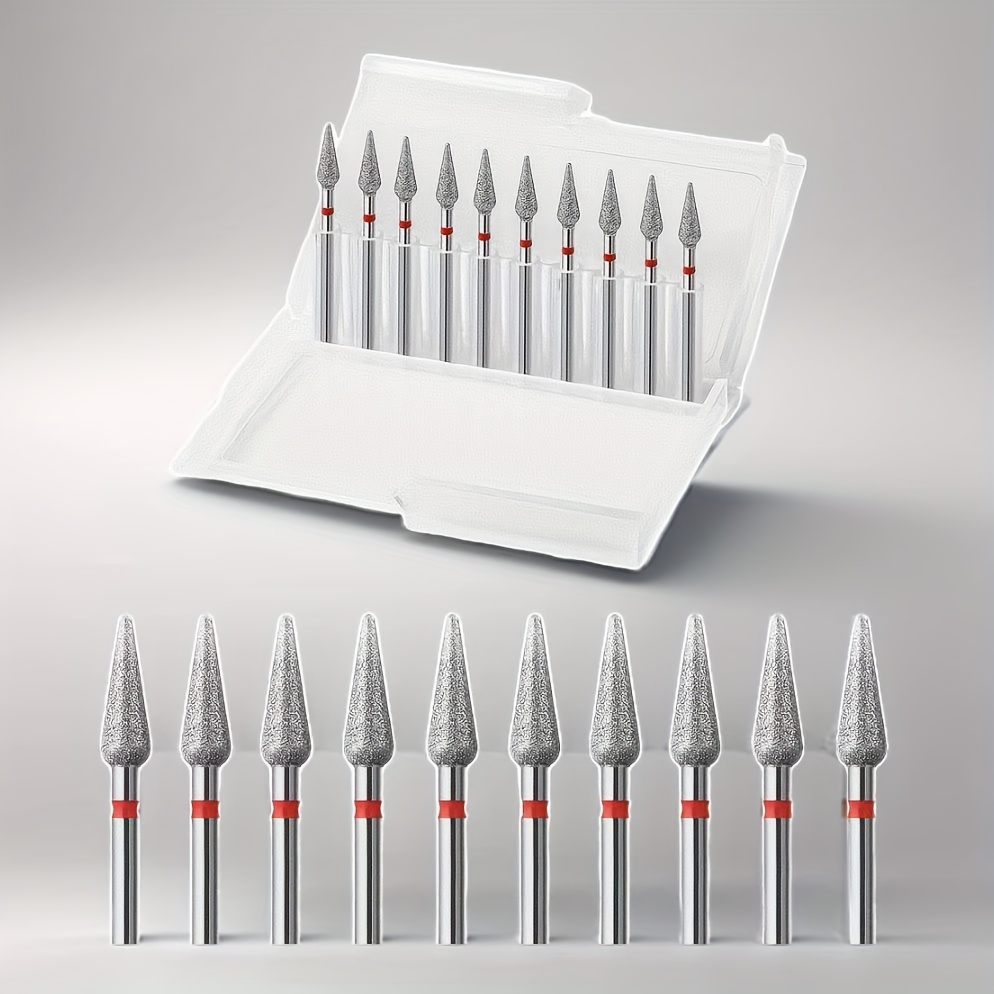 10pcs Teardrop Nail Drill Bits Set For Acrylic And Gel - Professional Manicure Tools Cuticle Remover Odorless Salon Essential