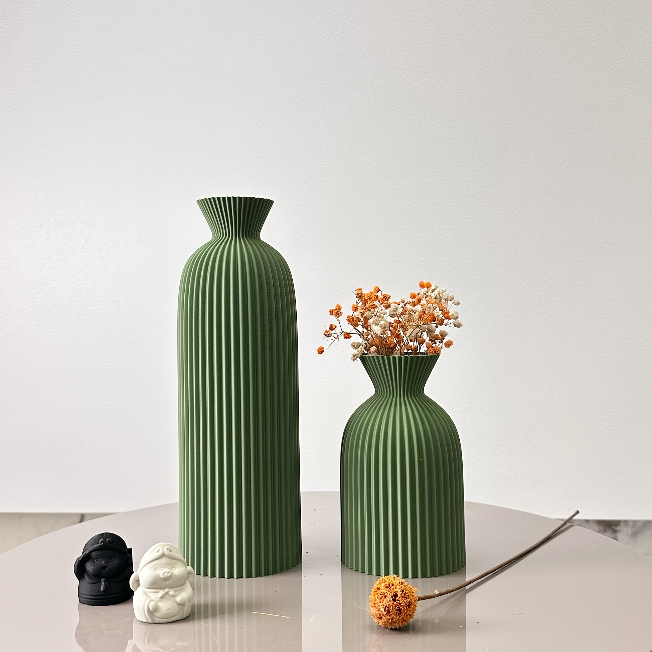 Image of 2pcs Multicolor Dry Flower Vase Set, Art Vases For Home Decor And Office Desk Display
