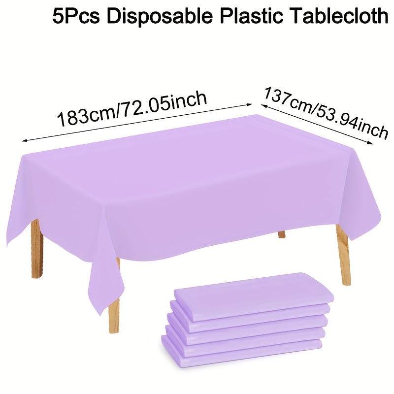 Image of Set Of 5 Purple Plastic Table Covers, Rectangular And Disposable, Ideal For Celebrations, Gatherings, Weddings, Suitable For Indoor And Use, Perfect For Garden Settings And Home Decoration