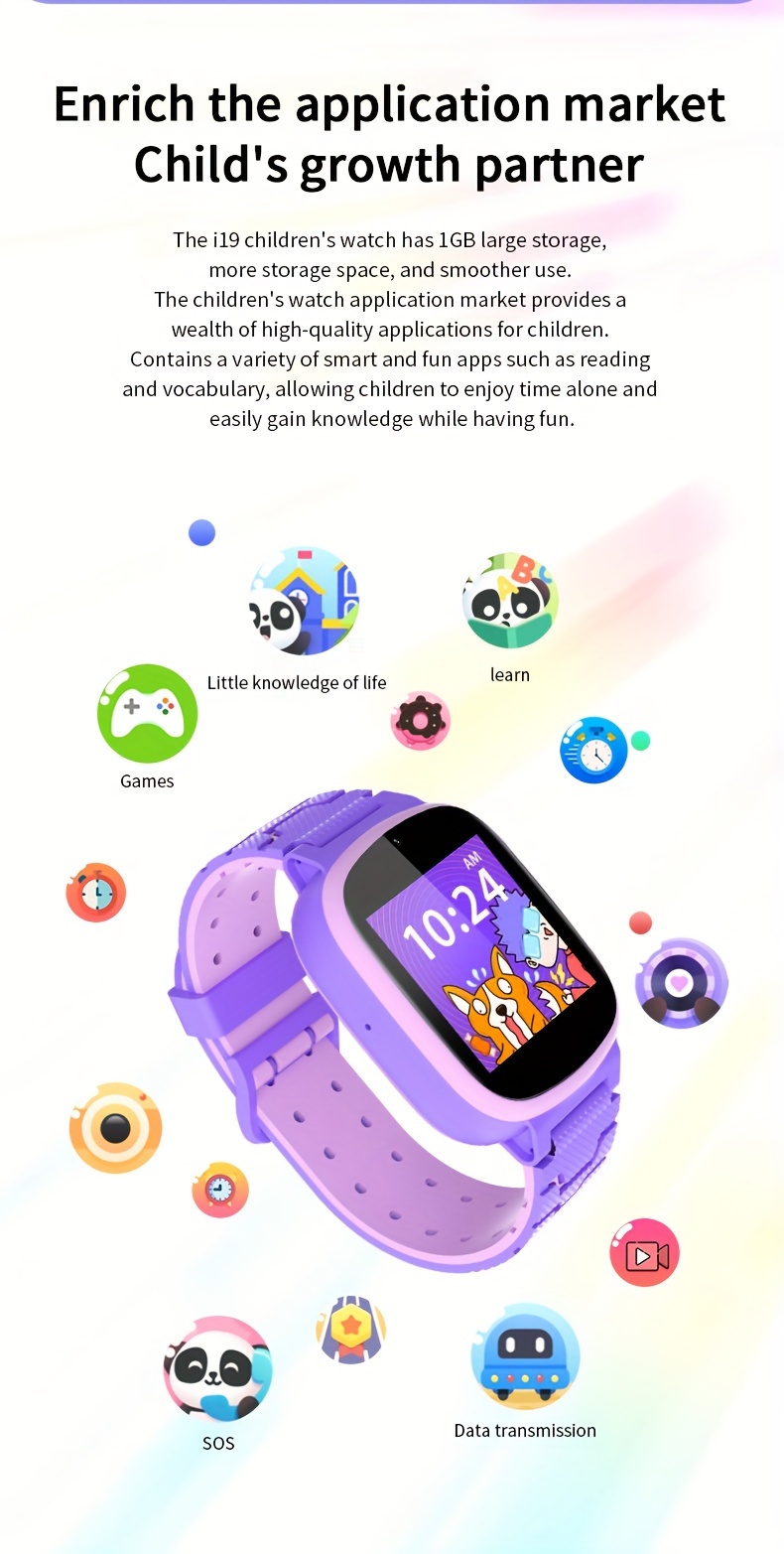 kids smart watch with hd camera 119mb storage 20 educational games   plastic case electronic movement silicone band blue details 10