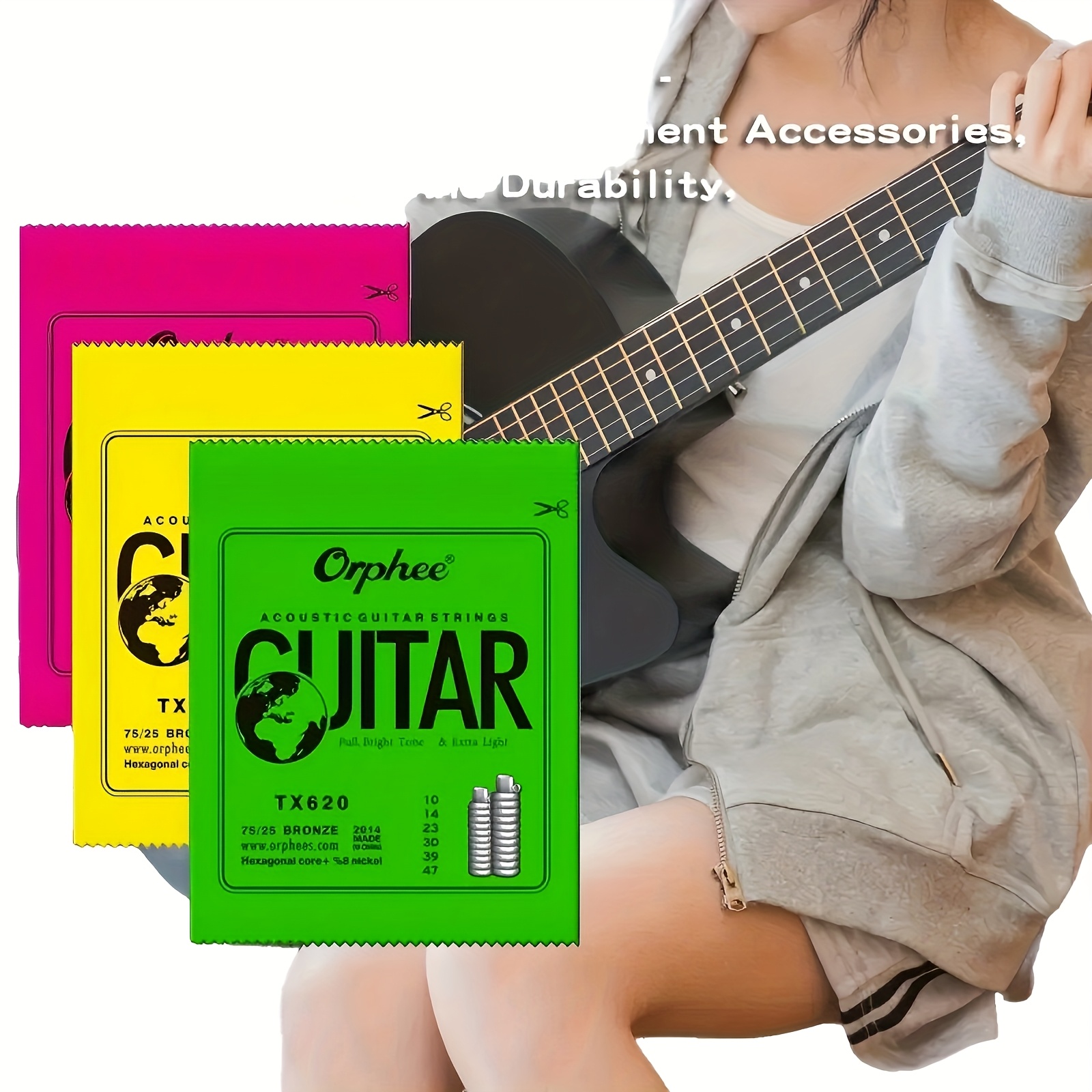 Corde Per Chitarra Acustica Bright Tone Set Di 6 Corde In Acciaio Per Chitarristi Acustici - Foto 9