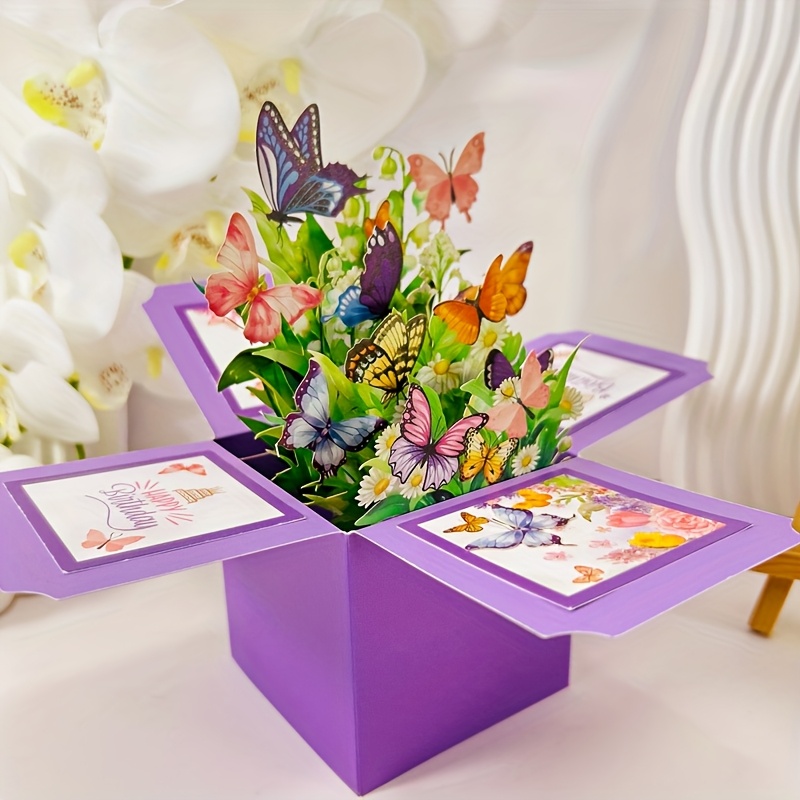 

1pc 3d Pop-up Birthday Greeting Card With Note, Floral & , , Unique Creative Gift , Friends, Grandparents - Flower Theme, Suitable For Any Recipient