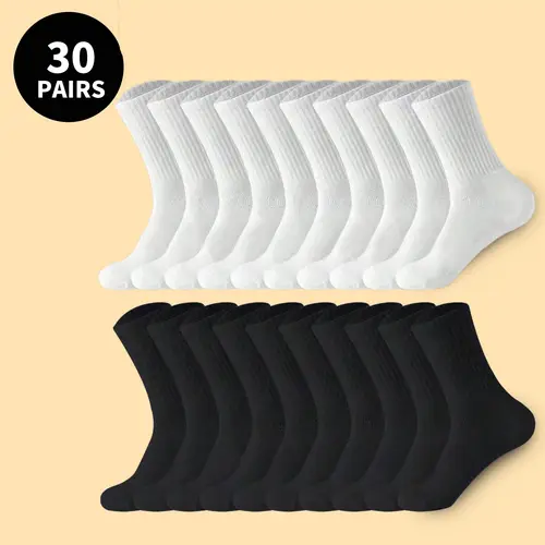 30 pairs mens calf socks summer thin odor resistant breathable moisture wicking socks for outdoor activities black business casual wear simple sock pattern comfortable sock design