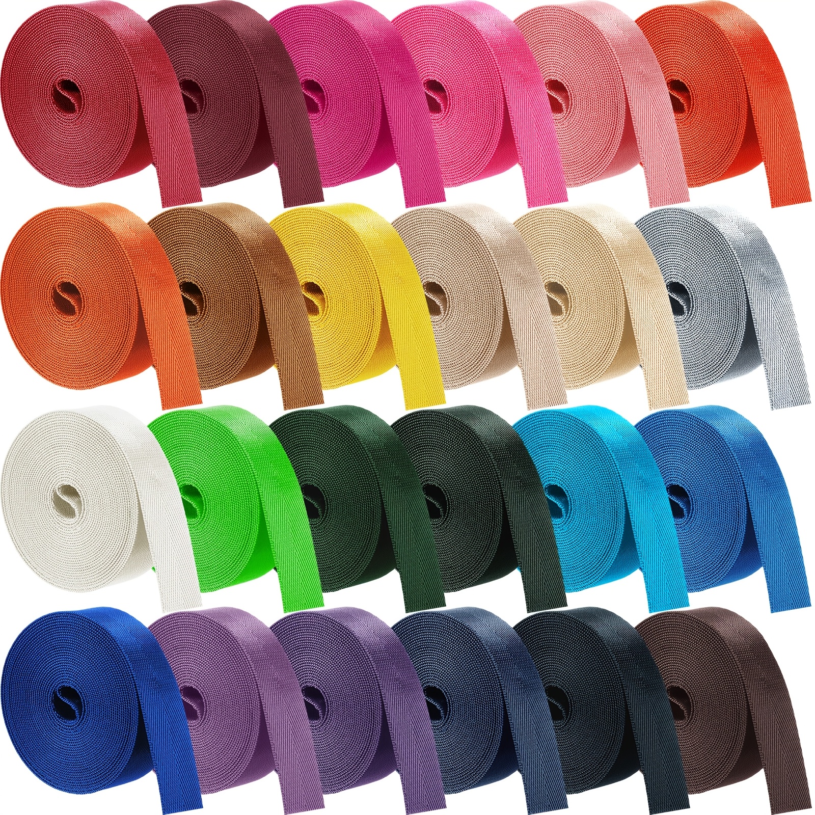 

24pcs Vibrant Nylon Webbing Straps, 1/1.5/2 Inch Wide - 3.3 Yards , & For Diy Crafts, Pet Collars, Leashes, Backpacks, Gardening - Assorted Colors, Backpack Straps| Webbing| Straps