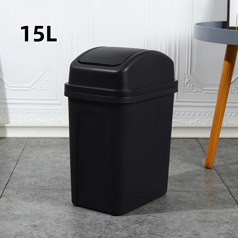 TEMU Single Pack Slim Trash Can, Hand-operated Plastic Trash Can Stylish & Durable, Suitable For Toilets, Bathrooms (narrow Sides), Living Rooms,