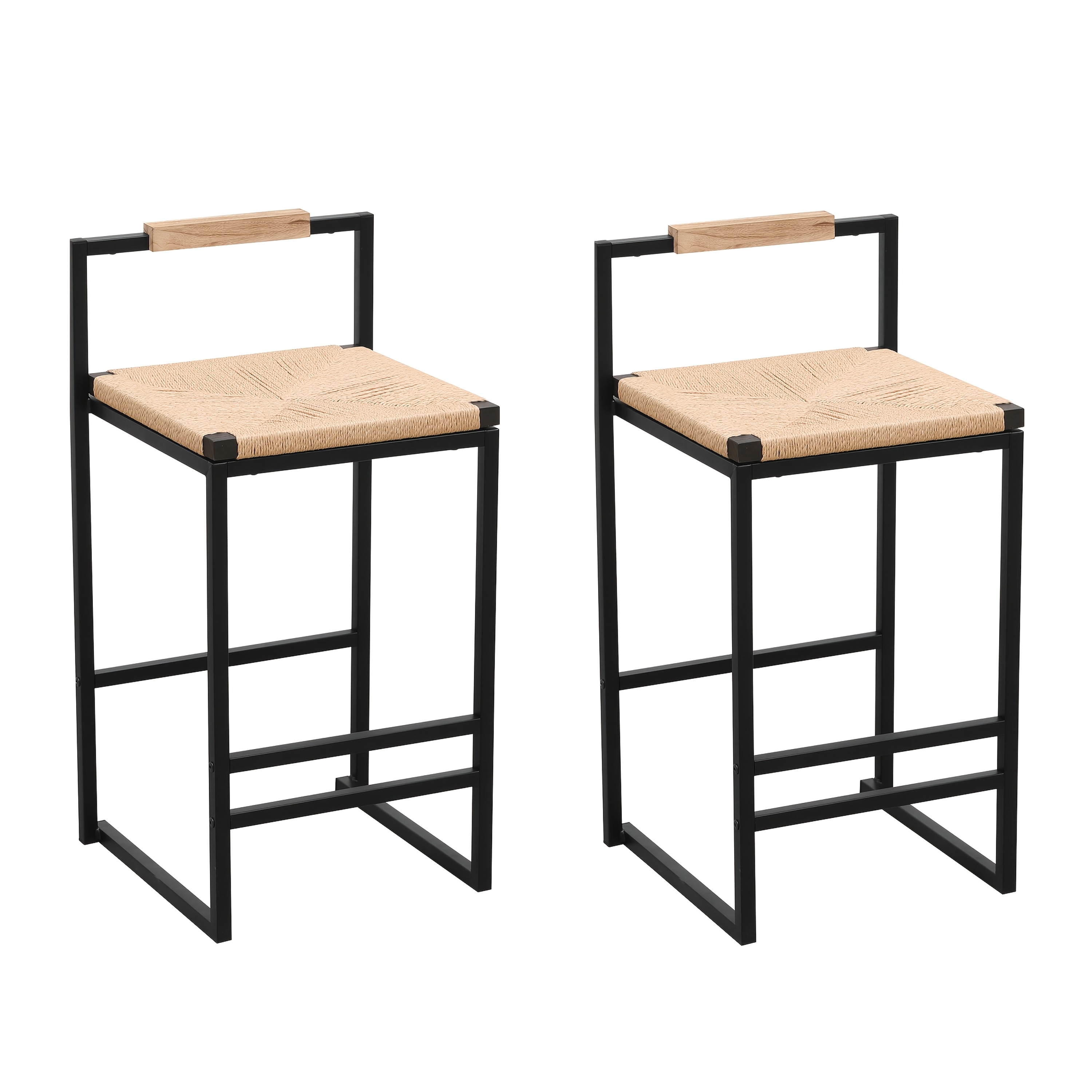 Set Of 2 Modern Oriental Style Bar Stools, Velvet Upholstered Counter Height Chairs with Backrest & Footrest, Golden Metal Frame Kitchen Island Dining Stools, Multi-Color & Multi-Finish New Asian Aesthetic