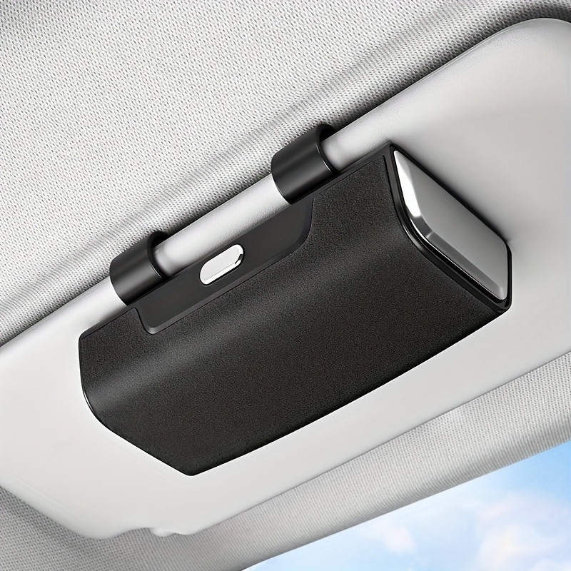 TEMU A Car Sun Visor Holder For Eyewear, Made Of Faux Leather, Designed To Store Glasses, Suitable For Ai Glasses, Features A For Attachment, Without